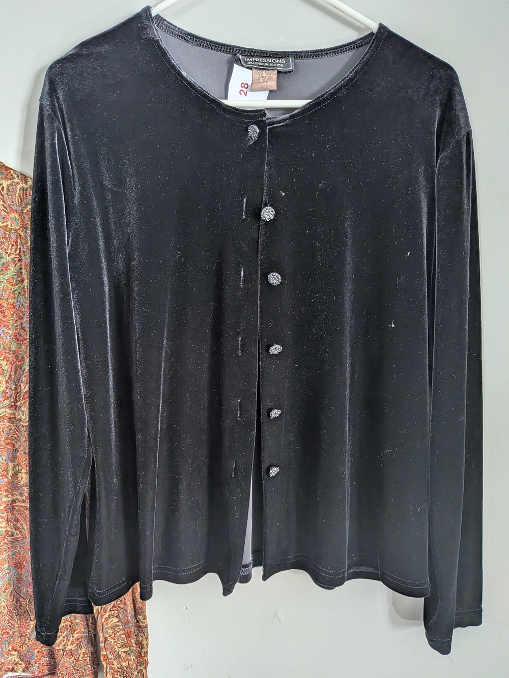 Impressions Black Velvet Button-Front Men's Shirt